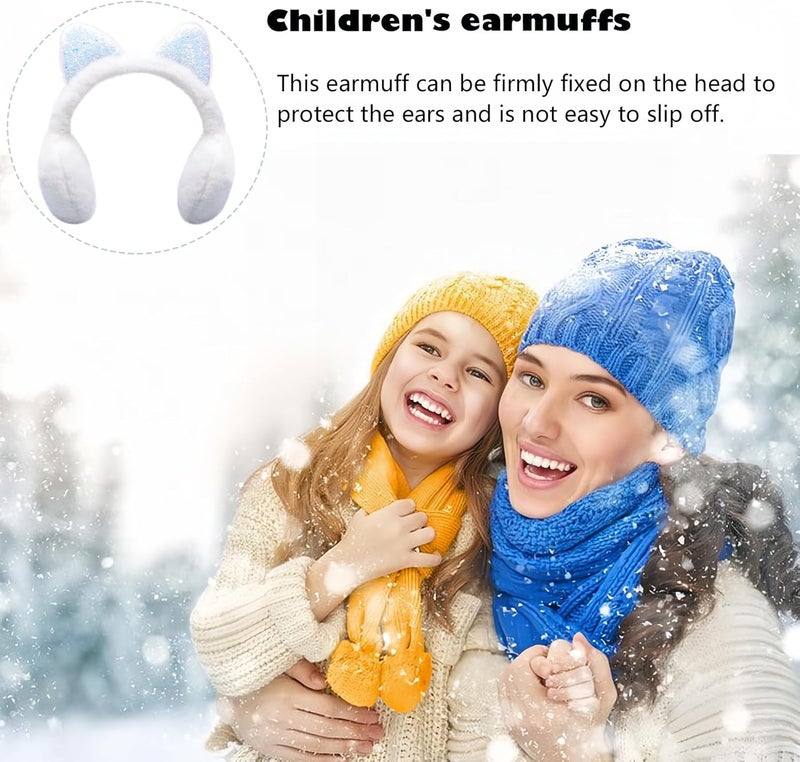 GSFY Ear Muffs Gloves Set for Kids Girls Adjustable Winter Sequin Faux Fur Windproof Warm Ear Warmer Outdoor - Image 5